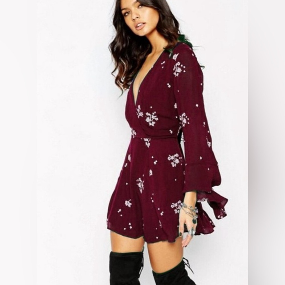Free People Marsala Red Jasmine Boho Mini Dress 6